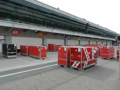 Ducati crates at Indy
