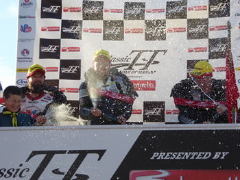 Classic TT podium with Bruce Antsey, Michael Dunlop and Ryan Farquhar
