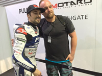 guest with Eugene Laverty inside his garage
