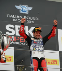 Carlos Checa on Imola SBK podium