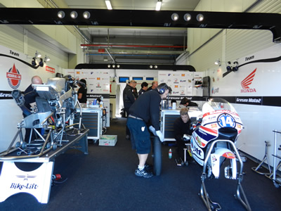 Inside a moto2 pit